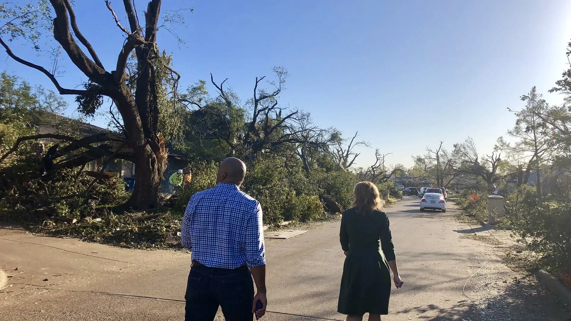 Colin Allred visiting Dallas-Richardson, Texas tornado damage 01