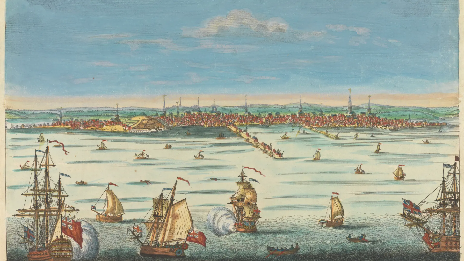 A South-East View of the City of Boston in North America